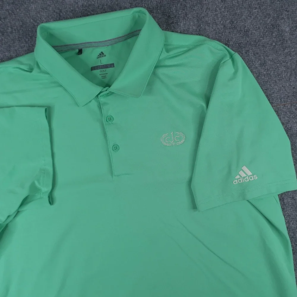 Adidas Golf Shirt Mens Large Green Polo Short Sleeve Performance
